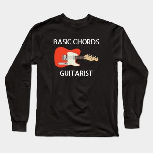 Basic Chords Guitarist Three Frets T-Style Guitar Rosewood Long Sleeve T-Shirt